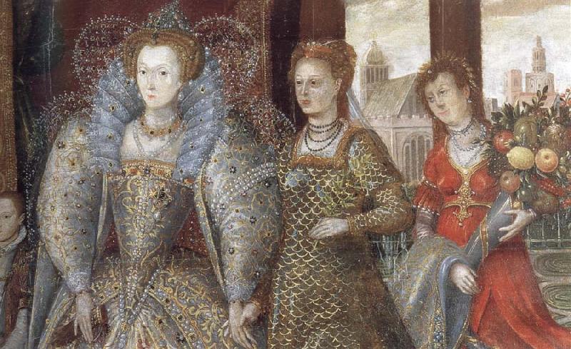 unknow artist Queen Elizabeth i leads in Peace and Plenty from a Garden